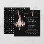 FAUX French Crystal Chandelier Draped Pearls Party Kaart (Voorkant / Achterkant)