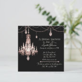 FAUX French Crystal Chandelier Draped Pearls Party Kaart (Staand voorkant)