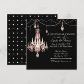 FAUX French Crystal Chandelier Draped Pearls Party Kaart (Voorkant / Achterkant)