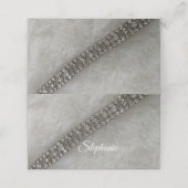 Faux Fur en Diamond Pareltjes Place Card Plaatskaartje (Buitenkant ongevouwen)