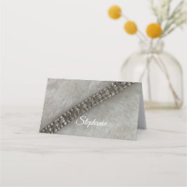 Faux Fur en Diamond Pareltjes Place Card Plaatskaartje