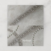 Faux Fur Pearls en Diamond Place Card Plaatskaartje (Buitenkant ongevouwen)