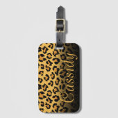 Faux Fur Wild Leopard Print met Gold Name Bagagelabel (Voorkant (verticaal))