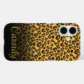 Faux Fur Wild Leopard Print met Gold Name Case-Mate iPhone Case (Achterkant (horizontaal))