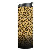 Faux Fur Wild Leopard Print met Gold Name Thermosbeker (Gedraaid links)
