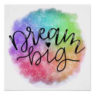 Faux Galaxy Waterverf Rainbow Dream Big Poster