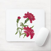 Faux geborduurde rode anjers muismat (Met muis)