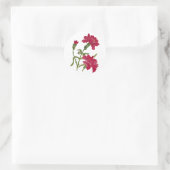 Faux geborduurde rode anjers ronde sticker (Tas)