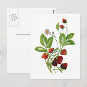Faux geborduurde verse aardbeien briefkaart (Voorkant / Achterkant)