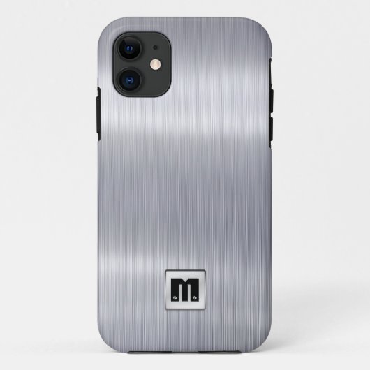 Faux geborsteld aluminium met aangepast monogram Case-Mate iPhone case (Achterkant)