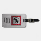 Faux geborsteld aluminium ruitersport. bagagelabel (Voorkant horizontaal)