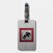 Faux geborsteld aluminium ruitersport. bagagelabel (Achterkant verticaal)