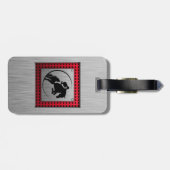 Faux geborsteld aluminium ruitersport. bagagelabel (Achterkant horizontaal)