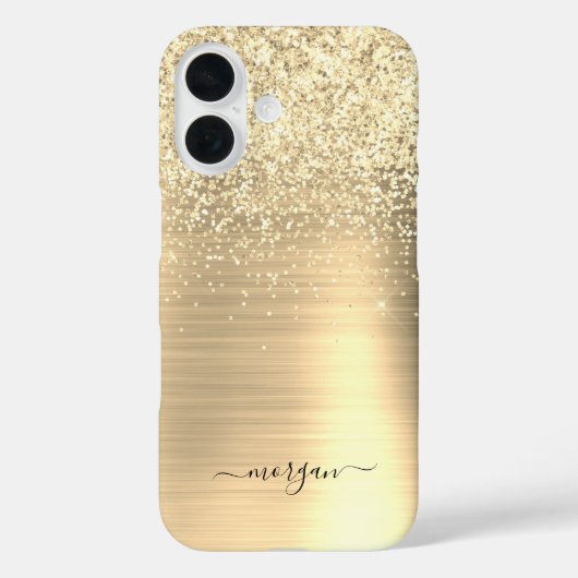 Faux geborsteld goud metaal, glitter, scriptnaam Case-Mate iPhone case (Achterkant)