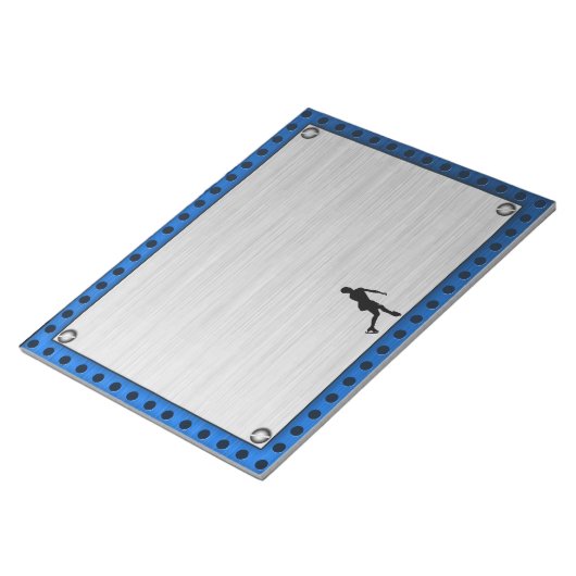 Faux, geborsteld metaal; afbeelding schaatsen notitieblok (Schuin)