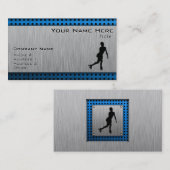 Faux, geborsteld metaal; afbeelding schaatsen visitekaartje (Voorkant / Achterkant)