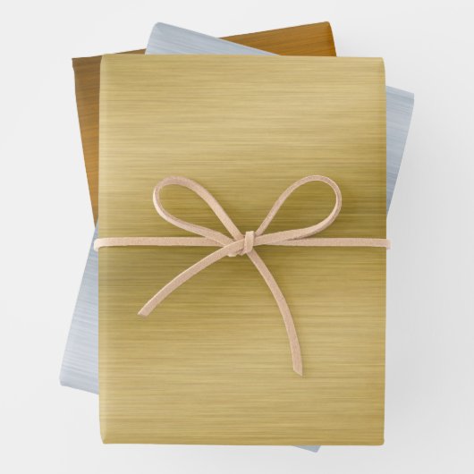 Faux, geborsteld metaal - Gold Silver Bronze Inpakpapier Vel (In situ)