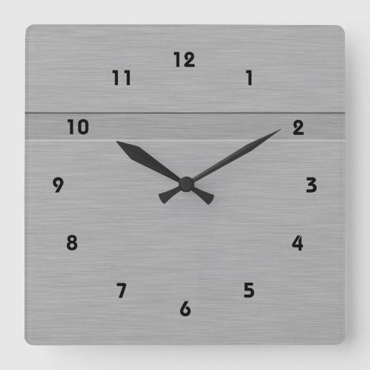 Faux, geborsteld metaal met groef vierkante klok (Voorkant)