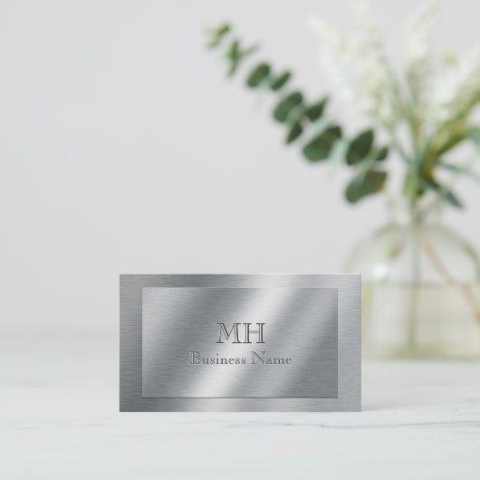 Faux, geborsteld metaal - Monogrammen Visitekaartje (Staand voorkant)