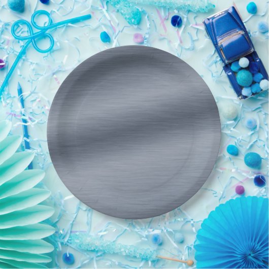 Faux, geborsteld staal, elegante achtergrond papieren bordje (Feest)