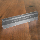 Faux geborsteld staal lichtgrijze tekst naambordje (Zijkant)