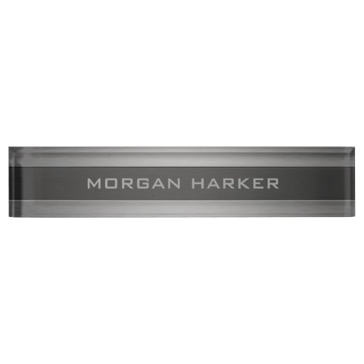 Faux geborsteld staal lichtgrijze tekst naambordje (Voorkant)