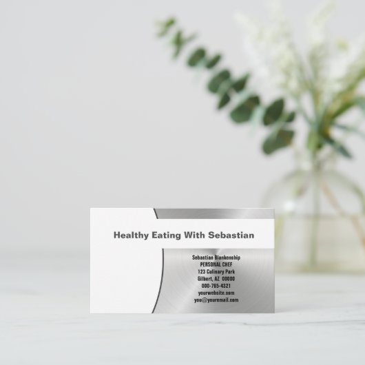 Faux, geborsteld staal, voorzijde, aangepaste foto visitekaartje (Staand voorkant)