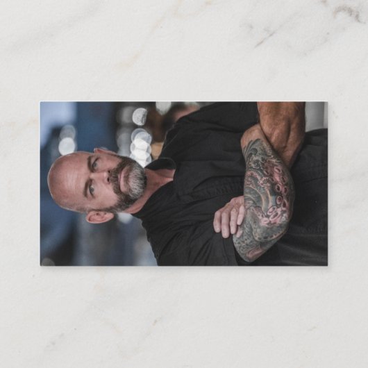 Faux, geborsteld staal, voorzijde, aangepaste foto visitekaartje (Achterkant)