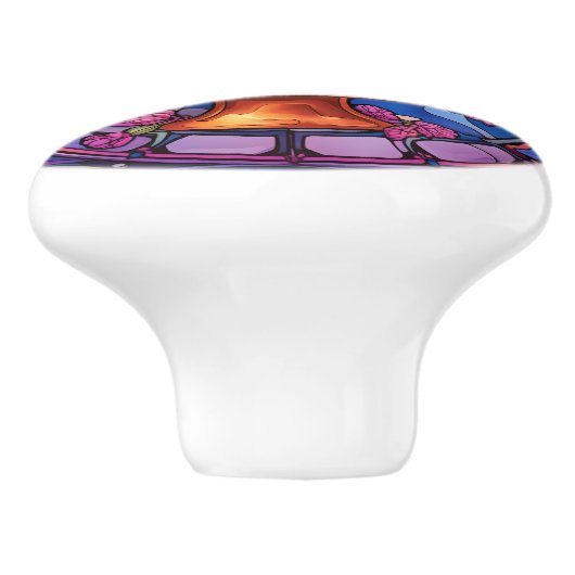 Faux gebrandschilderd glas cupcake keuken keramische knop (Zijkant)