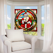 Faux gebrandschilderd glas Jolly Santa Claus Large Raamsticker