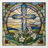 Faux gebrandschilderd-glas kerstkous groot raamsticker (Vel)