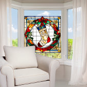 Faux gebrandschilderd-glas kerstkous groot raamsticker