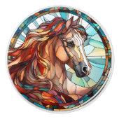 faux gebrandschilderd glas leeuw Keramisch paard Keramische Knop (Voorkant)