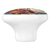 faux gebrandschilderd glas leeuw Keramisch paard Keramische Knop (Zijkant)