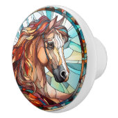 faux gebrandschilderd glas leeuw Keramisch paard Keramische Knop (Rechts)