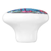 faux gebrandschilderd glas leeuw Keramisch roze fl Keramische Knop (Zijkant)