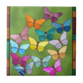 Faux gebrandschilderd glas vlinder tegel tegeltje (Voorkant)