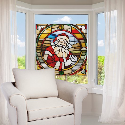 Faux gebrandschilderd Santa Claus Large Raamsticker