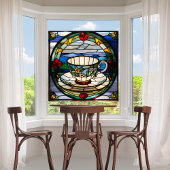 Faux gebrandschilderd theekopje & schotel raamsticker