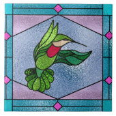 Faux gebrandschilderde glasvogel tegel tegeltje (Voorkant)