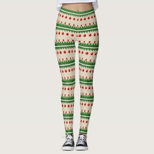 Faux gebreide lelijke kerst Leggings (Voorkant)