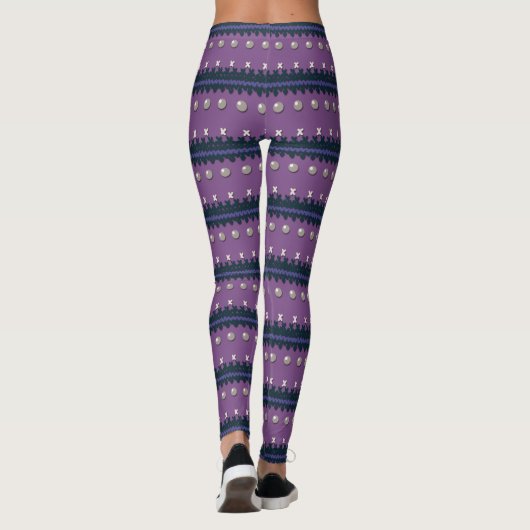 Faux gebreide lelijke Paarse kerst Leggings (Achterkant)