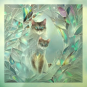 Faux gebroken glas twee katten gluren uit raamsticker (Vel 3)