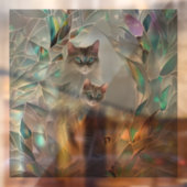 Faux gebroken glas twee katten gluren uit raamsticker (Vel 2)