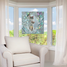 Faux gebroken glas twee katten gluren uit