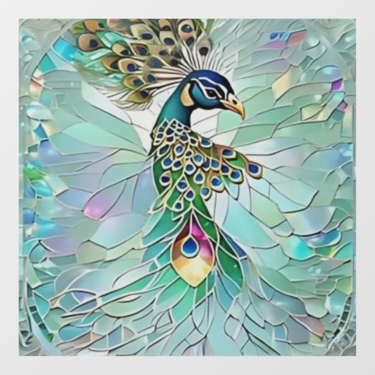 Faux gebroken glazen pauw raamsticker (Vel)