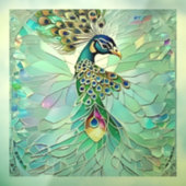 Faux gebroken glazen pauw raamsticker (Vel 3)