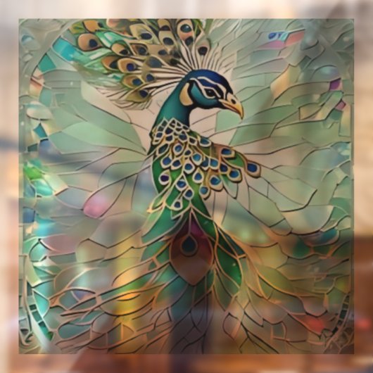 Faux gebroken glazen pauw raamsticker (Vel 2)