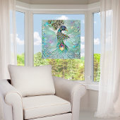 Faux gebroken glazen pauw raamsticker