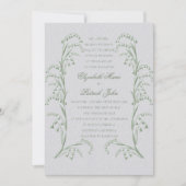 Faux gegraveerd Lily Valley Ivory Green Wedding Kaart (Voorkant)